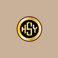 creatief hsy brief logo ontwerp met gouden cirkel vector