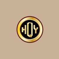 creatief hqy brief logo ontwerp met gouden cirkel vector