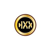 creatief hxx brief logo ontwerp met gouden cirkel vector