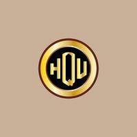 creatief hqu brief logo ontwerp met gouden cirkel vector