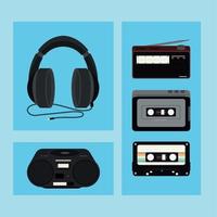 muziek- cassettes en hoofdtelefoons vector
