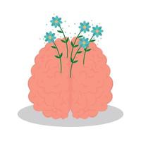 mentaal Gezondheid, hersenen met bloemen