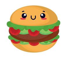 hamburger voedsel kawaii vector