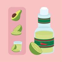 pictogrammen avocado en tequila vector