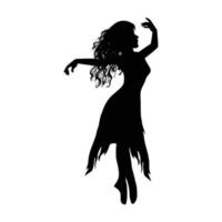 schattig meisje dansen silhouet vector