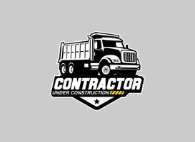 dump truck logo vector voor bouwbedrijf. zwaar materieel sjabloon vectorillustratie voor uw merk.