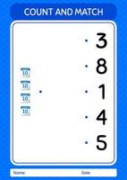 tel en match spel met kalender. werkblad voor kleuters, activiteitenblad voor kinderen vector