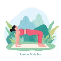 omgekeerde tafel top yoga houding. jong vrouw vrouw aan het doen yoga voor yoga dag viering. vector