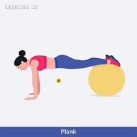 plank oefening, vrouw training fitheid, aëroob en opdrachten. vector