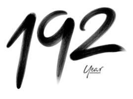 192 jaren verjaardag viering vector sjabloon, 192 aantal logo ontwerp, 192e verjaardag, zwart belettering getallen borstel tekening hand- getrokken schetsen, aantal logo ontwerp vector illustratie