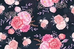 roos naadloos patroon met waterverf pastel kleur background.designed voor kleding stof luxueus en behang, wijnoogst stijl.hand getrokken bloemen patroon.roos tuin.roze bloem boeket. vector