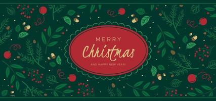 Kerstmis achtergrond met pijnboom takken, bessen, kegels. uniek vakantie ontwerp, voor banier, poster of uitnodiging vector