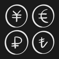 hand- getrokken valuta symbool in tekening stijl vector