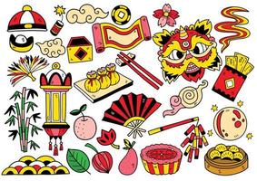 handgetekende stijl china doodle objecten vector illustratie voor banner