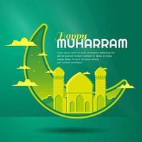 gelukkig Muharram Islamitisch maand groet sjabloon ontwerp vector