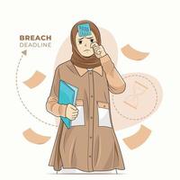 moslim bedrijf vrouw in hijab looks verdrietig vector illustratie vrij downloaden