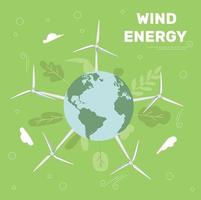 aan land wind boerderijen. groen energie wind turbines Aan aarde. wind turbines. vector illustratie. schoon energie. opslaan de planeet.