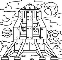 maan- lander Aan de maan kleur bladzijde voor kinderen vector