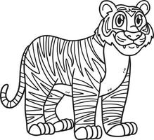 tijger dier geïsoleerd kleur bladzijde voor kinderen vector