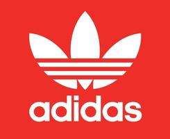 adidas symbool logo wit met naam kleren ontwerp icoon abstract Amerikaans voetbal vector illustratie met rood achtergrond