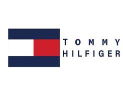 tommy hilfiger kleren logo symbool rood en blauw met naam ontwerp icoon abstract Amerikaans voetbal vector illustratie met wit achtergrond