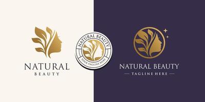 natuur schoonheid logo ontwerp met creatief concept premie vector