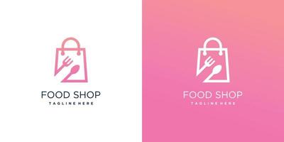 voedsel winkel icoon met zak logo ontwerp premie vector