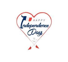 gelukkig onafhankelijkheid dag van Frankrijk. vliegtuig trekt wolk van hart. nationaal vlag vector illustratie Aan wit achtergrond.