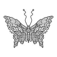 illustratie van een vlinder. tekening kunst patroon. anti spanning kleur bladzijde voor volwassen vector