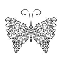 illustratie van een vlinder. tekening kunst patroon. anti spanning kleur bladzijde voor volwassen vector