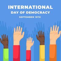 Internationale democratie dag met hand- verhogen illustratie vector