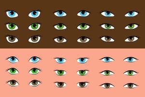 ogen. een reeks van ogen van verschillend vormen. vector