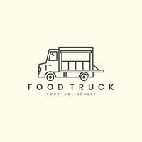 voedsel vrachtauto met lijn kunst stijl logo vector icoon ontwerp sjabloon illustratie