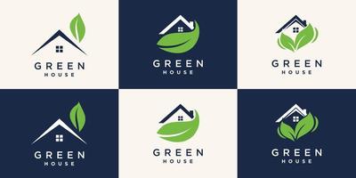 reeks van groen huis logo ontwerp met creatief concept premie vector