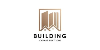 gebouw bouw logo ontwerp met creatief concept vector