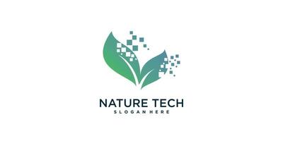 natuur logo ontwerp met modern technologie stijl premie vector