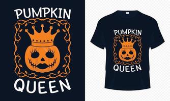 pompoen koningin - grappig halloween t-shirt ontwerp vector sjabloon. pompoen t overhemd ontwerp voor halloween dag. afdrukbare halloween vector ontwerp van pompoen.