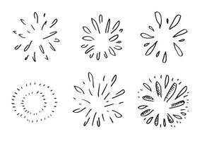 set doodle starburst geïsoleerd op een witte achtergrond hand getrokken uit sunburst. ontwerp elementen. vectorillustratie. vector
