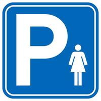 vrouw dame parkeren ruimte teken vector