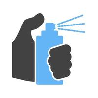 Holding verstuiven fles glyph blauw en zwart icoon vector