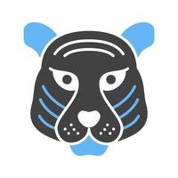 tijger gezicht glyph blauw en zwart icoon vector