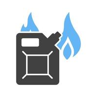 brandstof naar brand glyph blauw en zwart icoon vector