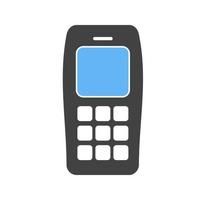 cel telefoon glyph blauw en zwart icoon vector