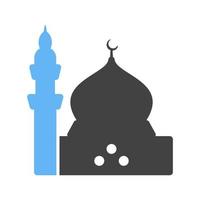 van de profeet moskee glyph blauw en zwart icoon vector