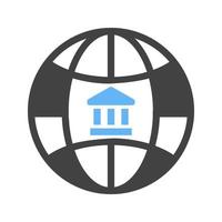 globaal banken glyph blauw en zwart icoon vector