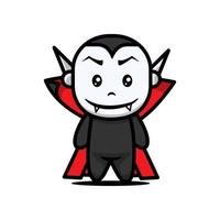 schattig kind met dracula halloween mascotte kostuum vector