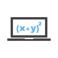 online formule glyph blauw en zwart icoon vector