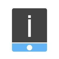 permanent apparaat info glyph blauw en zwart icoon vector