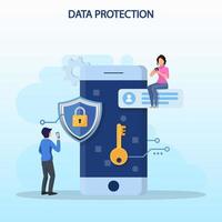 gegevens bescherming concept. gegevens veiligheid en privacy en internet veiligheid vlak vector illustratie.
