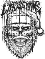 de kerstman claus zombie schedel monochroom vector illustraties voor uw werk logo, mascotte handelswaar t-shirt, stickers en etiket ontwerpen, poster, groet kaarten reclame bedrijf bedrijf of merken.